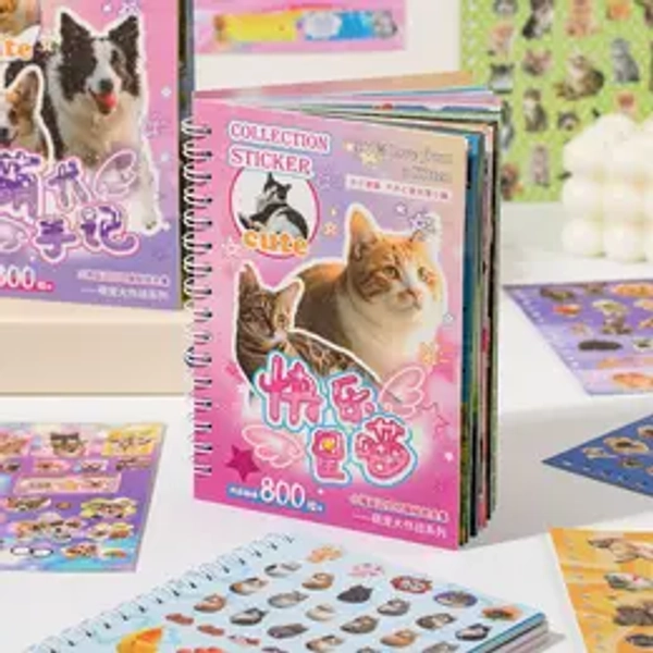2 Styles Cute Pet Sticker Book – 30 Sheets, 800 Pcs Stickers per Style, Cat & Dog Aesthetic Stickers for Scrapbooking, Journaling, DIY Crafts, Kawaii Planner Stickers, TikTokShopBlackFriday