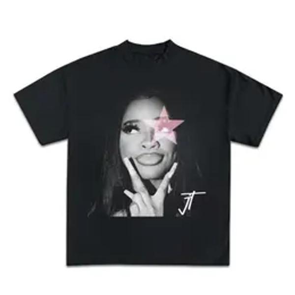 Jt Signature Pink Hard Light Star Womens Graphic Tee Vintage Trendy Casual Round Neck Short Sleeve Unisex T-shirt Daily Wear Ladies Summer Top Gift Womens Graphic Tees Fashion Womenswear Cotton Fits Piece Streetwear Printed Style Tshirt