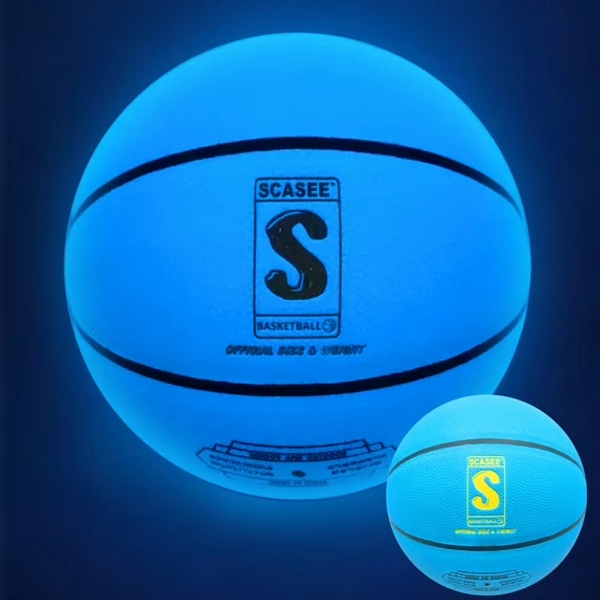 Basketball Glow in The Dark - Blue Light Up Basketballs Official Size 7 - Glowing Leather Night Basketball Gift for Kids Teen Boys Girls Men and Women - Outdoor Indoor Traning Balls