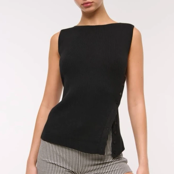 Abercrombie & Fitch Women's Asymmetrical Button Sweater Tank