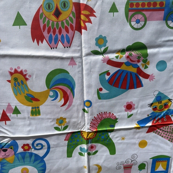 60/70s Nursery Danish Fabric Animals Rare 3+ Yards Rare Retro Vintage Fabric