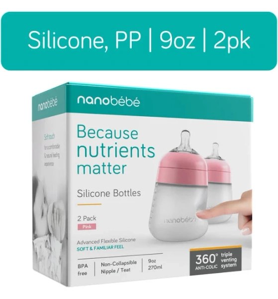 nanobebe 9oz Flexy Silicone Baby Bottle