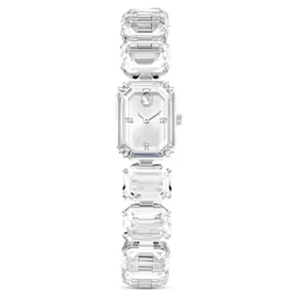 Watch, Octagon cut bracelet, White, Stainless steel