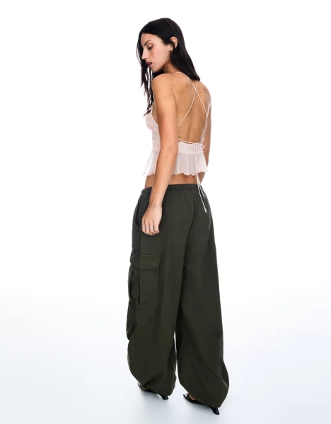 Embroidered strappy crop top