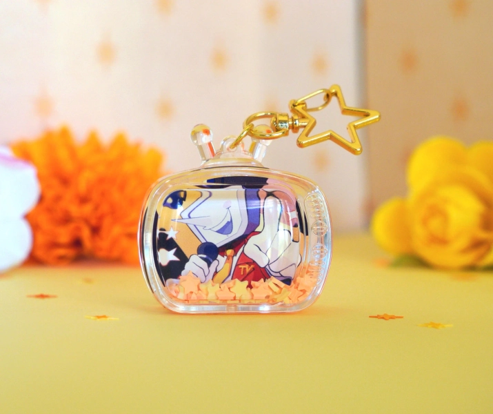 Tenna Deltarune Liquid TV Shaker Keychain - Acrylic Charm 1.75in.
