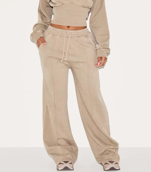 Women's Wide Leg Sweatpants with Seam Detail