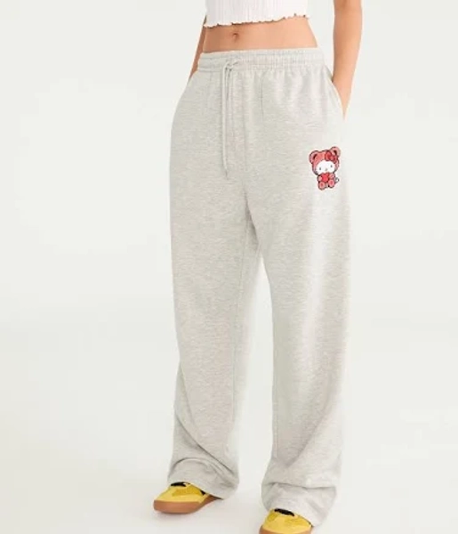 Aeropostale Women's Hello Kitty Heart Bear Straight Leg Sweatpants