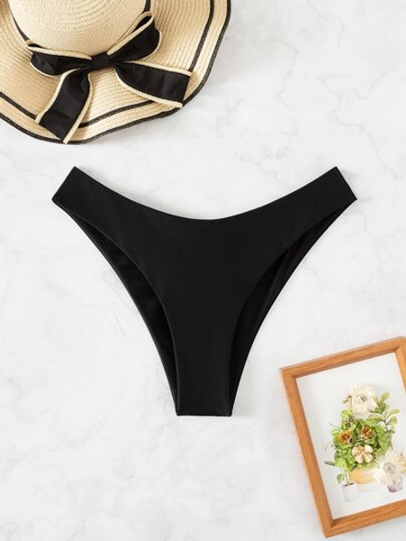 SHEIN Swim Summer Beach Solid High Cut Bikini Bottom