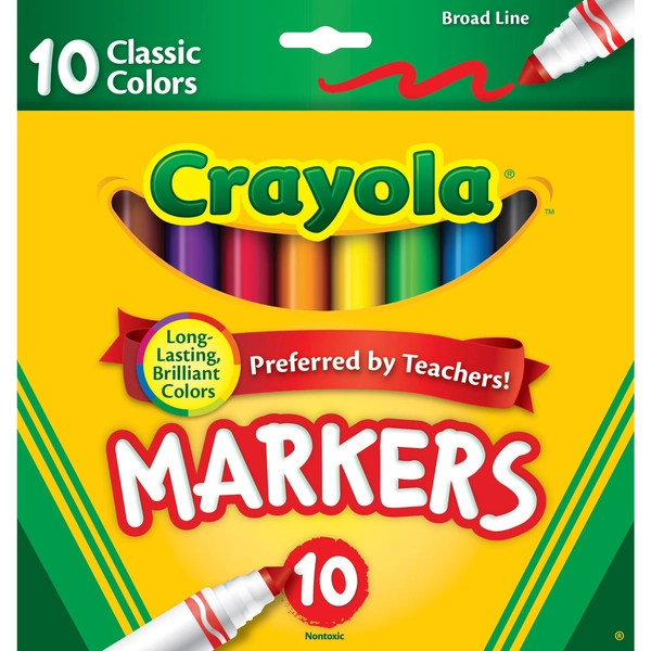 Crayola Broad Line Markers, 10 Ct, Back to School Supplies for Kids, Teacher Supplies, Beginner Child - Walmart.com