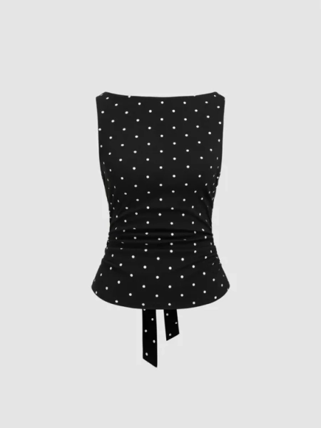 COTTON-BLEND BOAT NECK KNOTTED