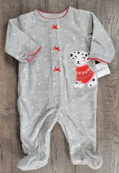 Carter's Baby Girls' 101 Smiles Footed Coverall, Infant Girl's, Size: 3 Months, Gray