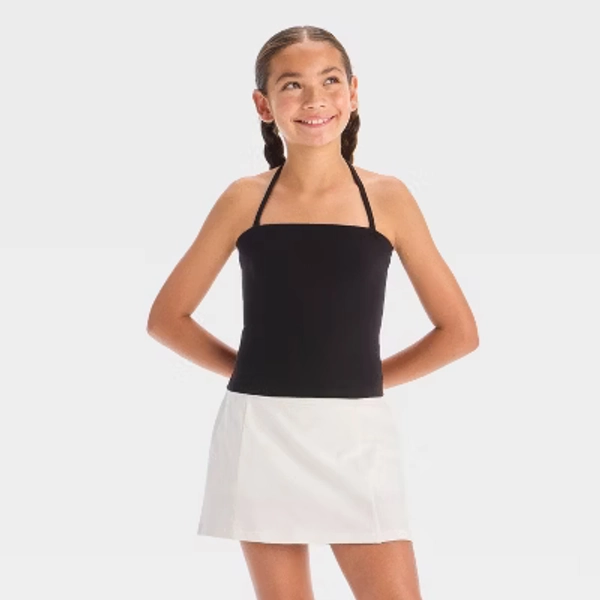 Girls' Tube Top with Removable Straps - art class™ Black XS: Slim Fit, Midweight, Jersey Fabric