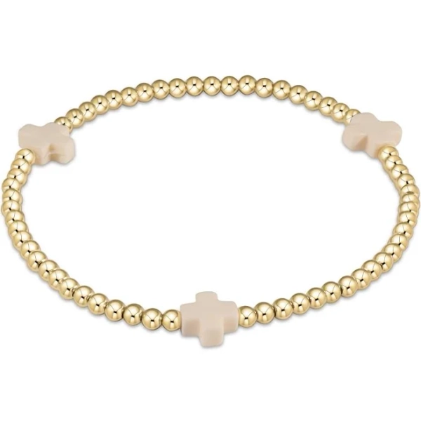 enewton Signature Cross Gold Pattern 3mm Bead Bracelet
