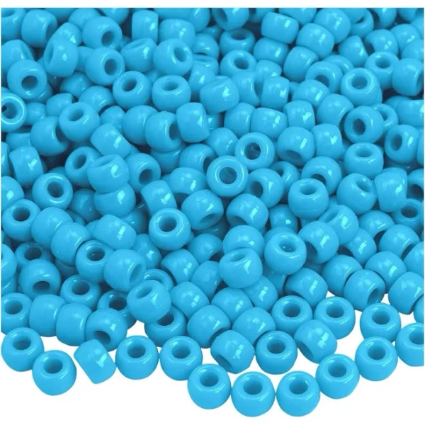 6x9mm Pony Beads Bulk for Bracelet Making Kandi Jewelry Hair Braids Crafts, Pack of 1000 Sky Blue / Plastic