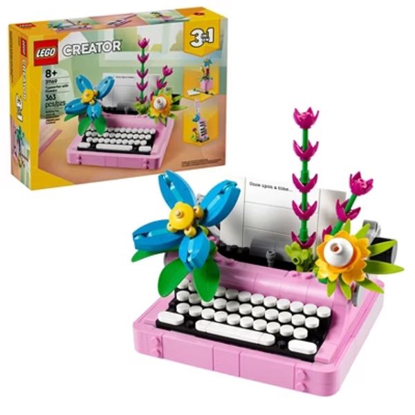 LEGO Creator 3 in 1 Typewriter with Flowers Building Toy with 3 Options Flowerpot or Keytar 31169