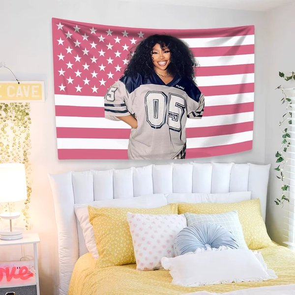 Singer Sza American Flag Tapestry Modern Music Poster Wall Decor Aesthetic Room Decor Meme Tapestrys Wallpapers Background Cloth - AliExpress 15