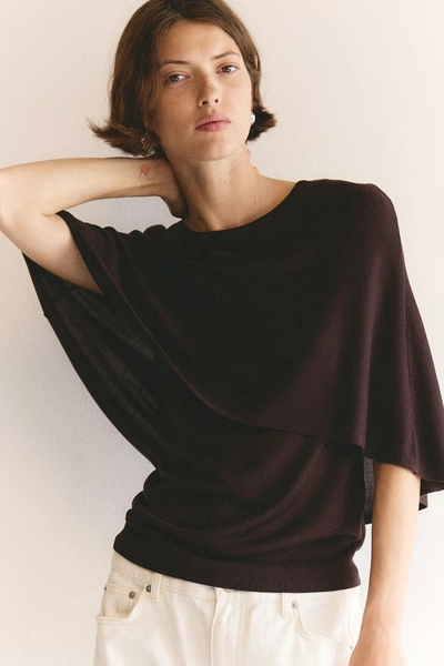 Fine-knit cape top - Burgundy
