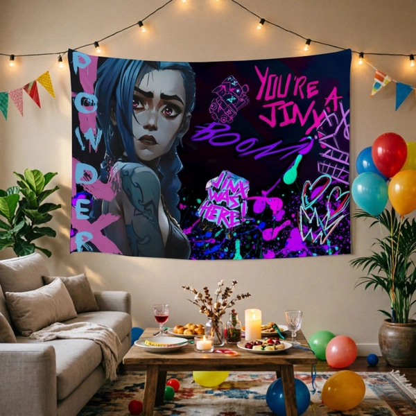 1pc Carpets Jinx College Dorm Hanging Wall Decoration Backdrop Cloth Birthday Gift 40In X 60In
