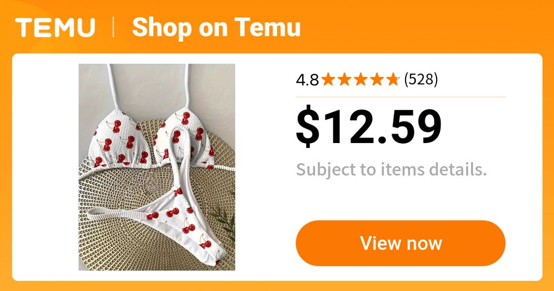 womens halter neck bikini set cherry pattern high stretch - Temu