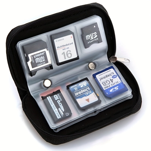 1pc Nylon Multi-Purpose Memory Card Case Organizer, Durable Storage Bag for Camera CF, SD, XD, Micro SD, with Adapter Included