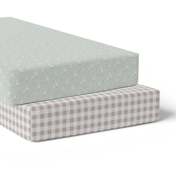 Bubba Blue Provincial Cot Fitted Sheet 2 Pack Olive/Taupe