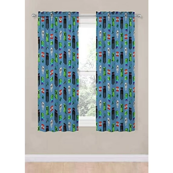 Minecraft Monster Hunters 2 Panels Drapes Set - 63 Inch Long - Gamer Home Décor