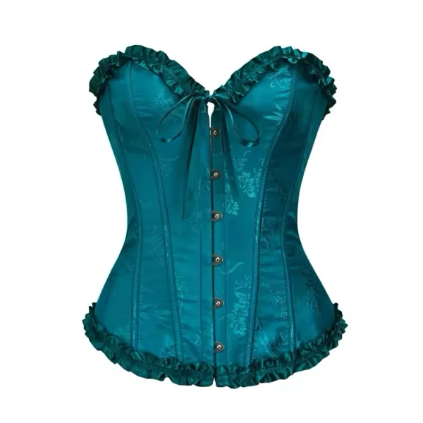 Yellow Jacquard Ruffled Trim Boned Sexy Overbust Push Up Bustier Top Corset Mujer Slimming Corsets For Women Sexy Gothic Clothes - AliExpress 