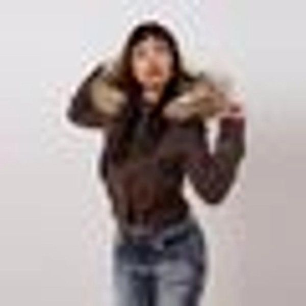 Vintage Brown Short Hooded Jacket Women's Full Sleeve Slim Detachable Fur Collar 2025 NEW Winter
