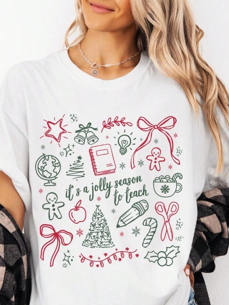 Teacher Christmas Bow Shirt, Cute Teach Shirt,  Holiday Shirt For Teachers, Coquette Teacher