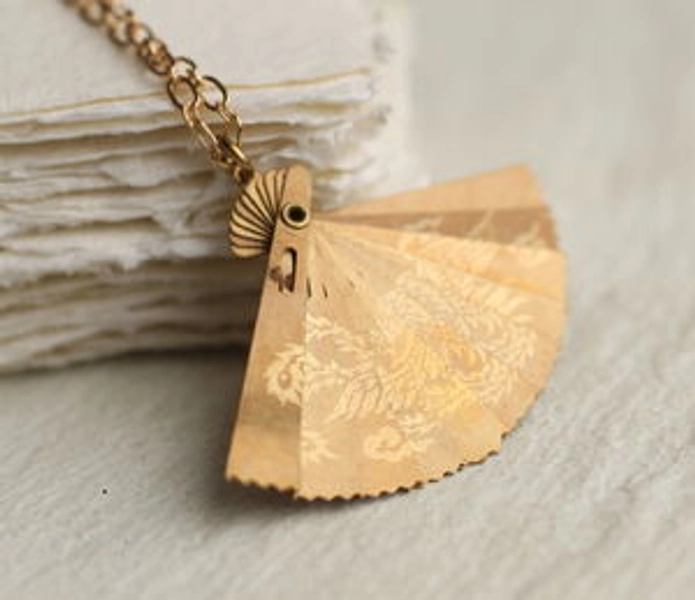Folding Japanese Fan Necklace