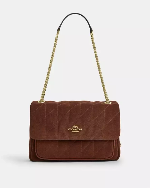 Gold Elodie Crossbody Bag With Quilting