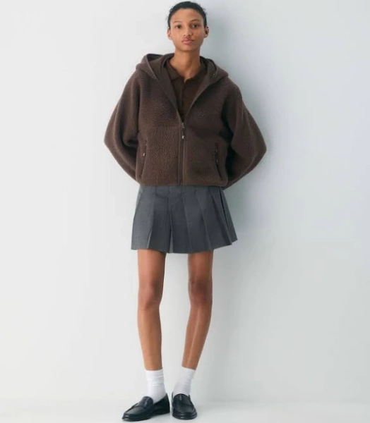 Tna Women's Polartec Thermal Pro Hi-Hip Zip Hoodie Sweatshirt in Rich Mocha Brown size XS