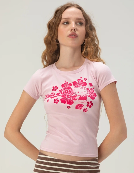 SANRIO Hello Kitty Womens Baby Tee - PINK