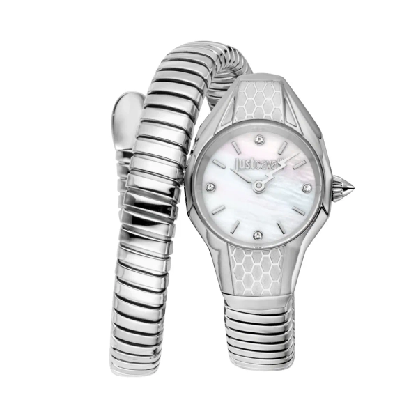 Women's Snake 316L Stainless Steel Silver Diamond Watch