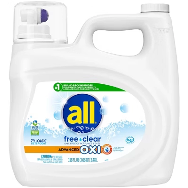 All Unscented Free Clear Advanced Oxi HE Liquid Laundry Detergent 79 Loads - 118 fl oz