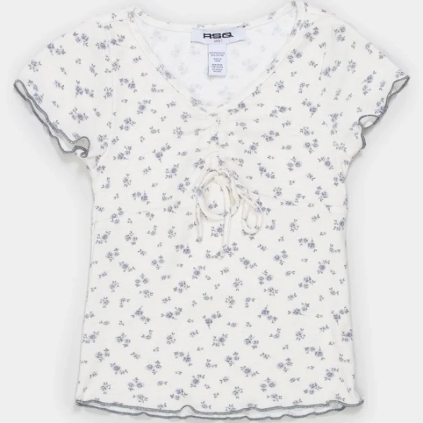 RSQ Girls Floral Cinch Bow Top