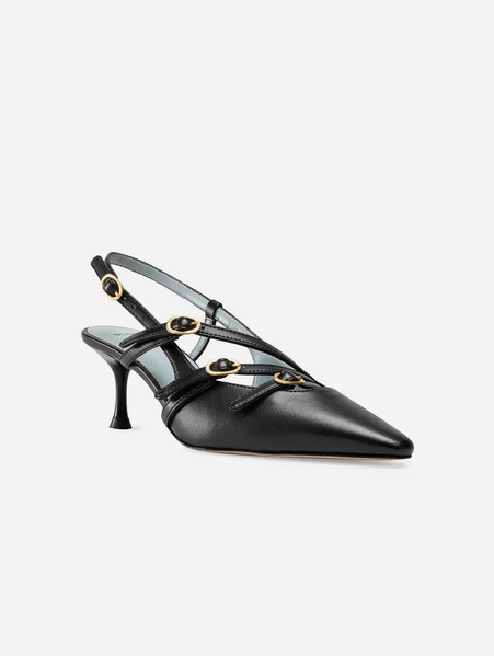 Alice Vegan Apple Leather Slingback Heels | Black - UK3 / EU36 / US5