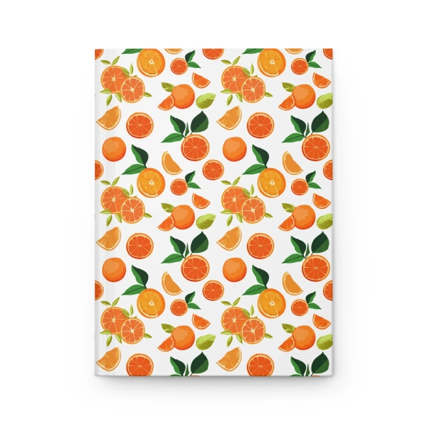 Citrus Orange Pattern Hardcover Journal | Orange Blossom Notebook