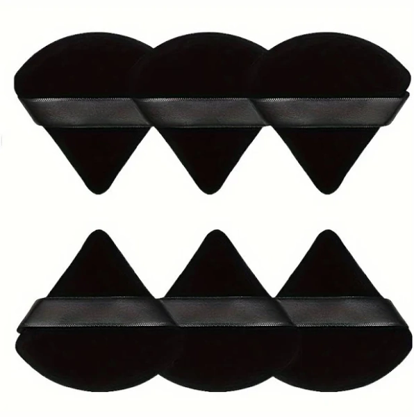 6 Pieces Powder Puff Face Soft Triangle For Loose and Body Powder Makeup and Foundation Blending Sponges Set Beauty Blender Tools(Black), , Black by