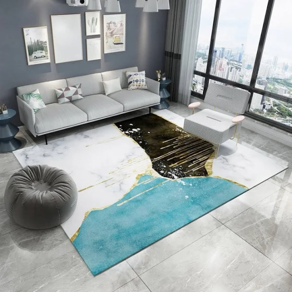 Multi-Colored Western Rug Polyster Colorblock Area Rug Non-Slip Backing Machine Washable Carpet for Parlor