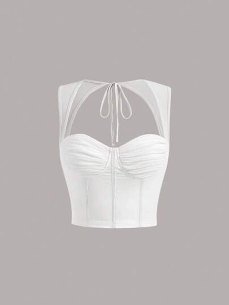 SHEIN MOD Tie Back Ruched Bust Tank Top