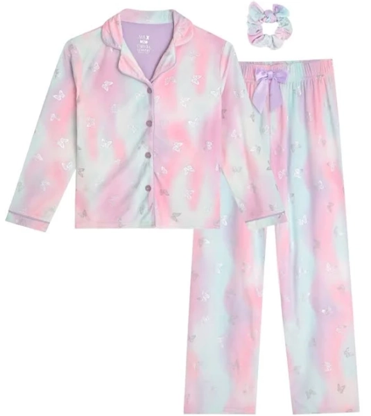 Max & Olivia Little and Big Girls 3-Piece Plaid Pajama Set