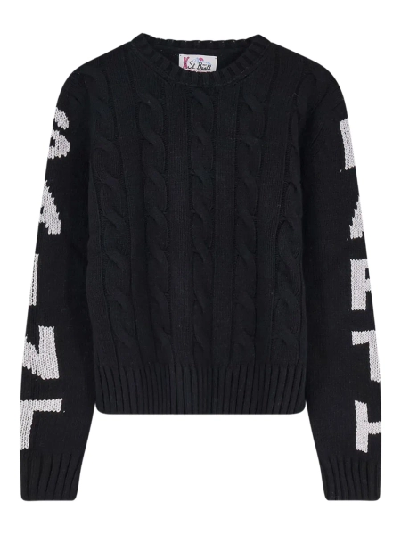 MC2 Saint Barth cable-knit Logo Sweater | Black | FARFETCH