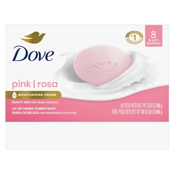 Dove Beauty Pink Deep Moisture Beauty Bar Soap - 8pk - 3.75oz each