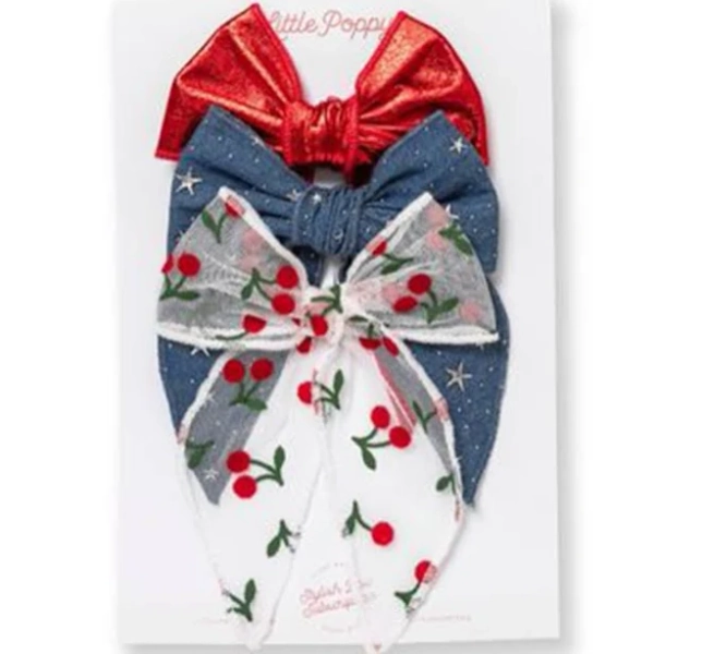 The Cherry Bow Clip Set