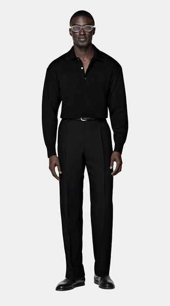 Black Long Sleeve Polo