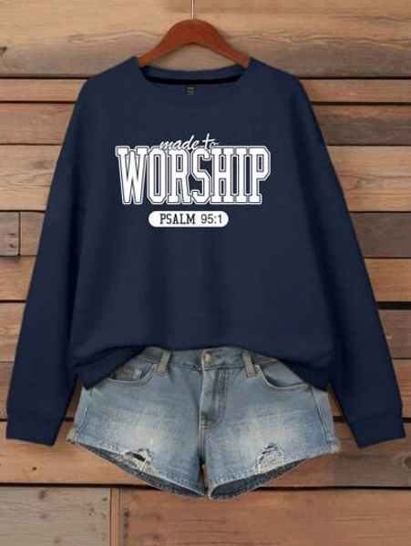 EMERY ROSE Women's Letter Pattern Printed Round Neck Hoodie,Long Sleeve Tops Graduation,Back To School Outfits,Graduation,Teacher Outfits For Women,Back To School Pullover Fall Outfit