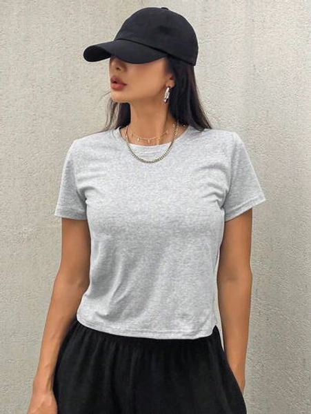 DAZY Women's Crew Neck Slim Fit Short Sleeve T-Shirt Summer