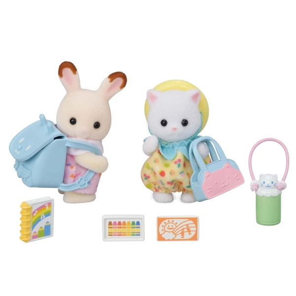 Calico Critters Nursery Friends - Walk Along Duo, Set of 2 Collectible Figures With Accessories