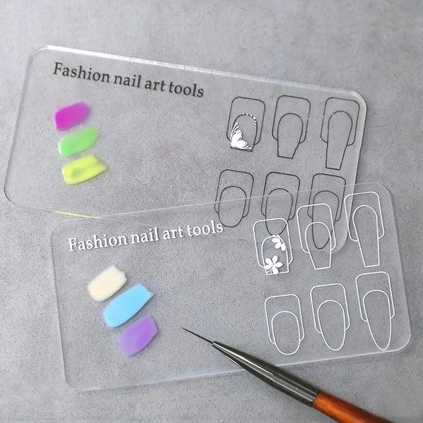Transparent Thickened Nail Art Palette, Acrylic Nail Art Training Practice Board, Reusable Painting Practice Board Nail Art Tool